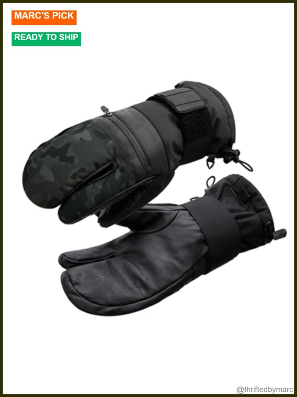 Waterproof & Windproof Snowboard Ski Mittens with Wrist Guard & Leather Palm